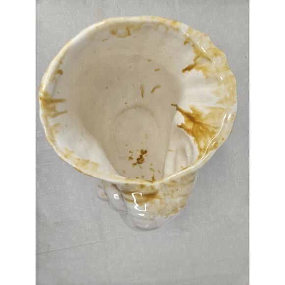 Vintage Sea Shell Nautilus Glazed Terra Cotta Herb Planter Garden Shelf Decor - Picture 2 of 13